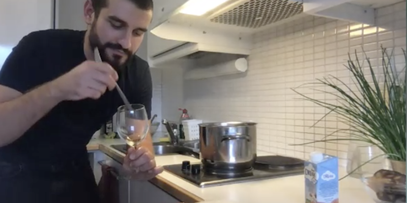 Ruben Vicente cooking in the kitchen.