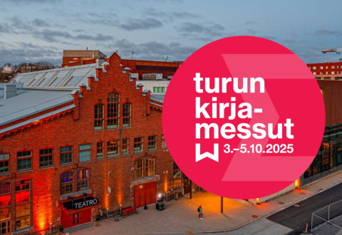 Kuvituksessa Turun kirjamessujen tapahtumapaikka Logomo.